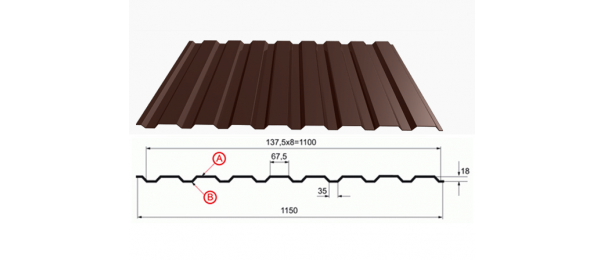 Профнастил коричневый оцинкованный  RAL 8017 С-20 купить недорого в Зеленограде