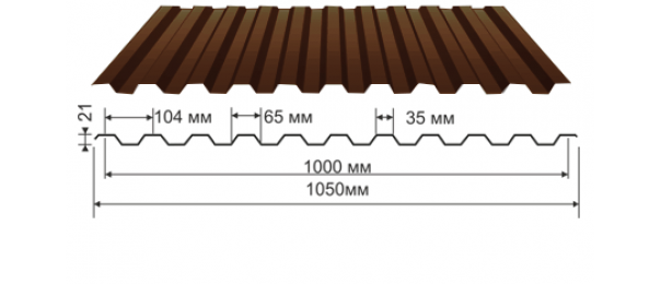 Профнастил коричневый оцинкованный  RAL 8017 С-21 купить недорого в Зеленограде